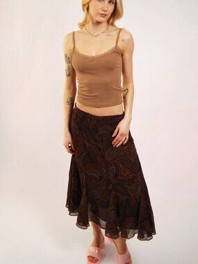 Y2K Paisley Midi Skirt (M) medium purple vintage whimsygoth academia flowy cute